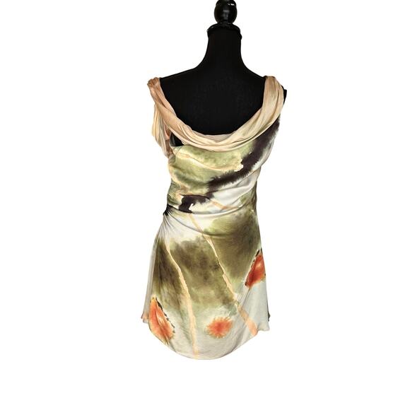 AMUR One-Shoulder Green and Cream Mini Dress - Picture 9 of 13